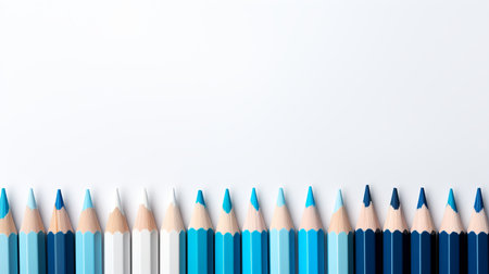 Blue pencils with white outer on clean white background for office and school supplies conceptの素材