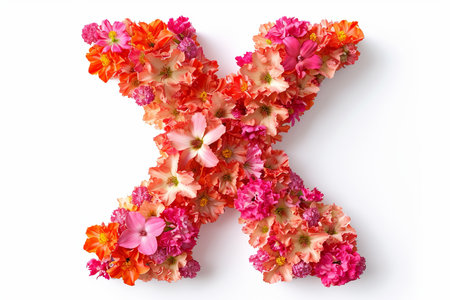 3d xeranthemum flower letter x isolated on white background for design and decorationの素材