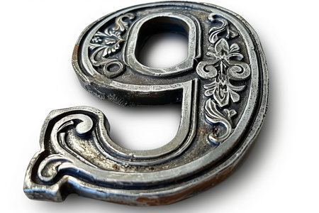 Sleek numeral 9 on a white background, perfect for various design projects and visual presentationsの素材
