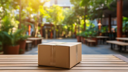 Efficient shopping delivery concept with parcel box at front door for hassle free service.の素材
