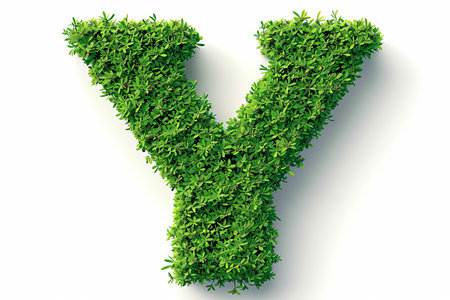 Elegant 3d yarrow flower letter  y  in modern style, skillfully isolated on a clean white backgroundの素材