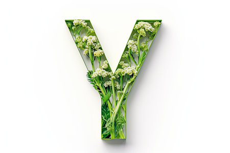 3d modern style isolated white background yarrow flower letter  y  in creative designの素材