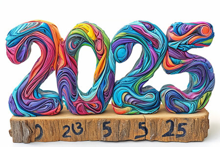 2025  number isolated on a plain white background for creative graphic design and future concept useの素材