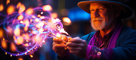 Street performer captivating an audience with dynamic vibrance under city lightsの素材