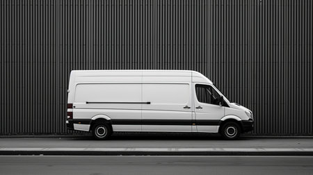 Cargo van waiting for loading, delivery minivan prepped for route, silhouette conceptの素材