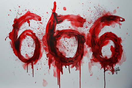 666  number on clean white background for concepts of superstition and symbolismの素材