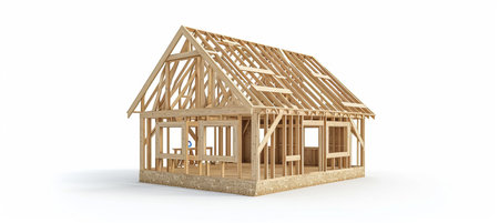 Constructing a wooden frame house  step by step building process and techniquesの素材