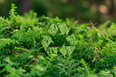 Shining holographic eco icon for futuristic tech and eco friendly innovations conceptの素材