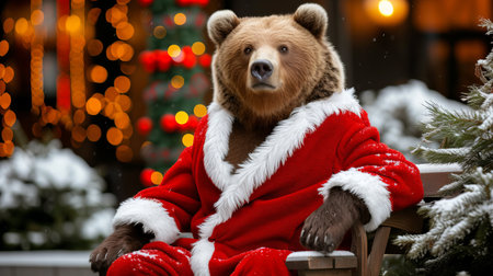 Bear in red suit with downtrend charts on monitors, trading volatility and recession conceptの素材