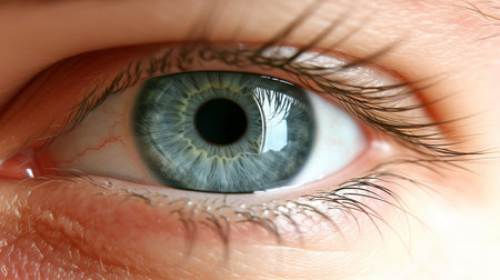 Incredible close up of a meticulously detailed human eye, revealing mesmerizing intricaciesの素材
