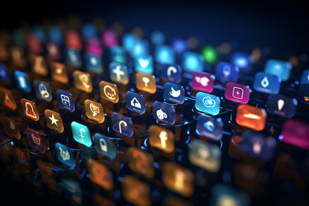 Virtual screen  human hand typing for live chat, messaging, and social media communicationの素材