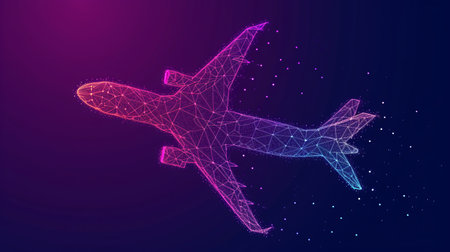 Shining holographic transport icon floating in the air as an interactive display conceptの素材