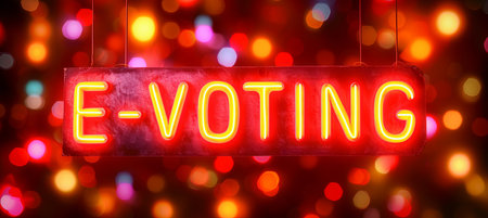 E voting text on blurred magical background, illustrating internet voting conceptの素材