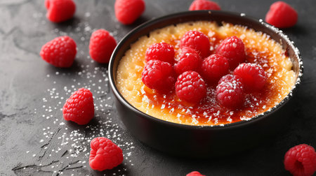 Mouthwatering french creme brulee dessert at an elegant, highly acclaimed restaurantの素材