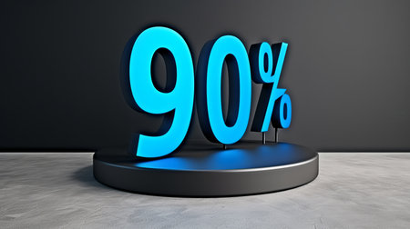 Shimmering 90  holographic icon in the air, an interactive marvel capturing attentionの素材