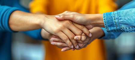 Diverse team united for successful business startup on blurred background with copy spaceの素材