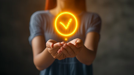 Businesswoman holding goals target icon for development, marketing, banking, and investment conceptsの素材