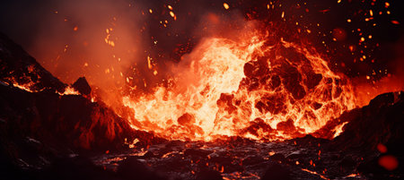 Captivating elemental vortex  swirling magma, crackling energy, fiery illuminationの素材