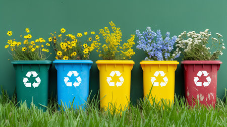 Waste sorting benefits  infographic with visuals and text for community and planetの素材