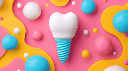 Close up of tooth implant with abstract elements, ideal for highlighting quality and durabilityの素材