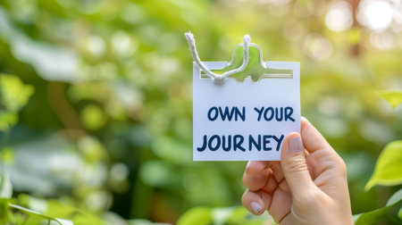 Empowering  own your journey  quote on blurred background for success and inspiration conceptの素材