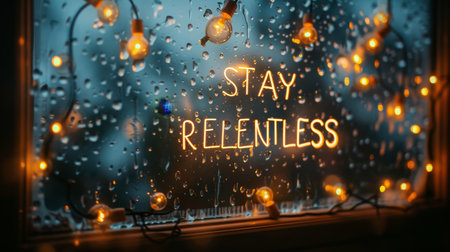 Motivational text  stay relentless  on abstract blurred background   success and inspiration conceptの素材