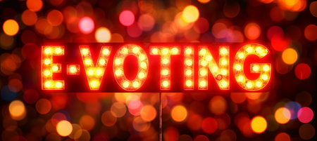E voting concept with blurred defocused magical background, featuring the text  e votingの素材