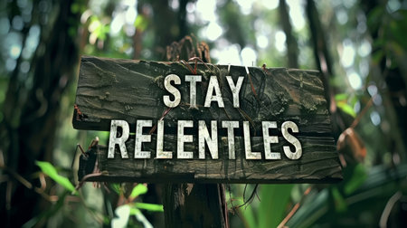 Motivational text  stay relentless  on blurred abstract background   success and motivation conceptの素材