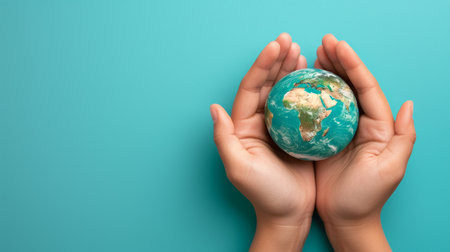 Caring hands protecting our precious earth   environmental responsibility conceptの素材