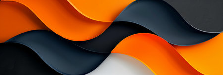 Dark matte black and orange abstract 3d wavy smooth background for aesthetic concept designの素材
