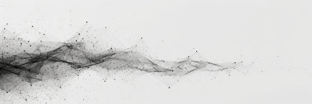 Geometric molecules and lines on white gray background, vector tech design with text space.の素材