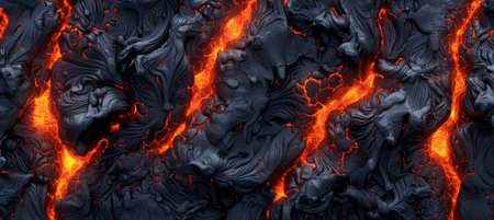 Molten lava and electrifying energy create a mesmerizing elemental vortex with fiery illumination.の素材