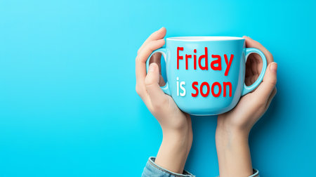 Happy morning concept with coffee cup and  friday is soon  text for positive start to the dayの素材