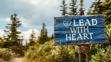 Motivational quote  lead with heart  on blurred abstract background, success and inspiration conceptの素材