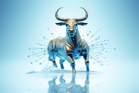 Sagittarius zodiac sign glowing in vibrant blue color on a clean white isolated backgroundの素材