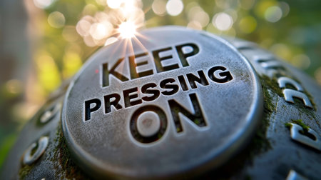 Motivational text  keep pressing on  on blurred abstract backgroundsuccess and motivation concept.の素材