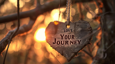 Motivational quote  love your journey  on blurred background, success concept in abstract settingの素材