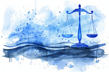 Shining blue libra zodiac symbol with a celestial glow isolated on a crisp white backgroundの素材