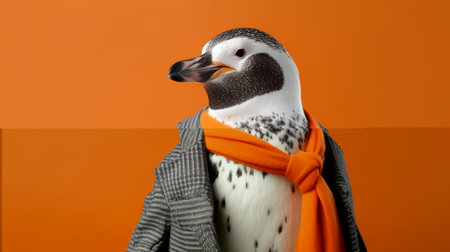 Deer in business suit, office setting, studio shot, humorous concept with copy space on plain wall.の素材