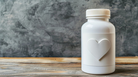 Heart shaped love pills for man s vitality on a blurred background with space for text placementの素材