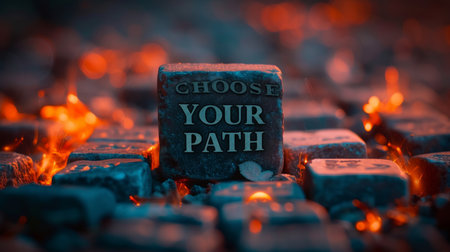 Empowering motivation  choose your path  on blurred abstract background for success conceptの素材