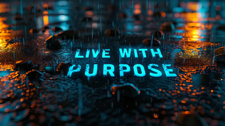 Motivational quote  live with purpose  on blurry background, success concept, abstract theme.の素材