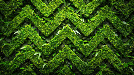 Eco friendly progress  lush green grass arrows indicating positive environmental growth trends.の素材