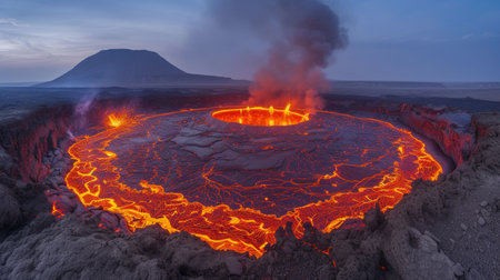 Dynamic elemental vortex of swirling magma and crackling energy with fiery illuminationの素材