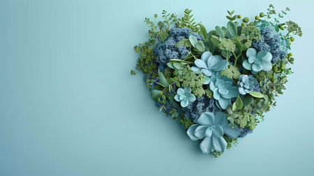 Heart shaped earth on blue background for earth day, environmental care concept, 3d illustrationの素材