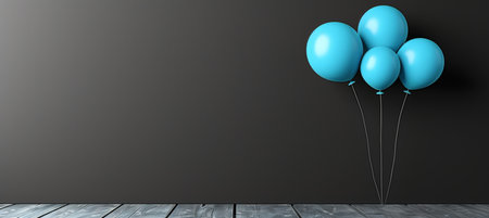Black friday sale ad with blue and black balloons on dark background with copy space for textの素材