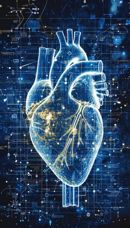 Cybernetic world  vibrant human heart essence in a pulsating digital masterpieceの素材