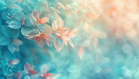 Chic rose gold and powder blue abstract spring background exuding elegance in a minimalist style.の素材
