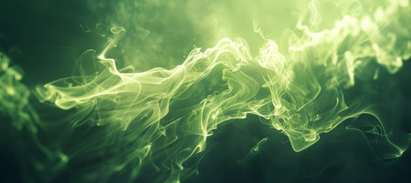 Vivid green smoky background, great for creative projects, adding elegance and flair.の素材