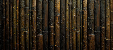 Close up bamboo background with water droplets for zen meditation and relaxationの素材